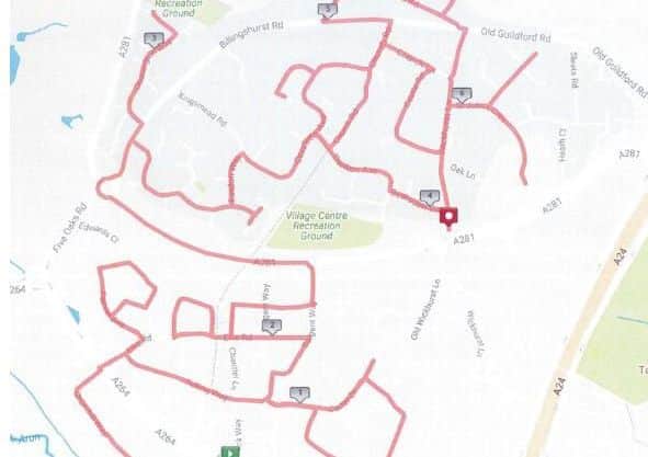 A map of the route Santa is set to take as the Santa Sleigh Procession returns to Broadbridge Heath.